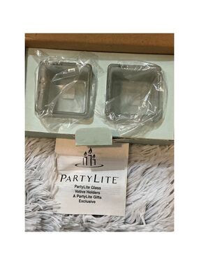 PartyLite Square Frosted Glass Votive Holders Set of 2 — Gift Ready